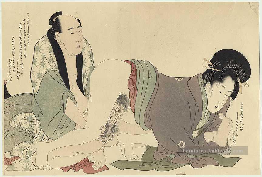 Prélude du désir Kitagawa Utamaro ukiyo e Bijin GA Peintures à l'huile